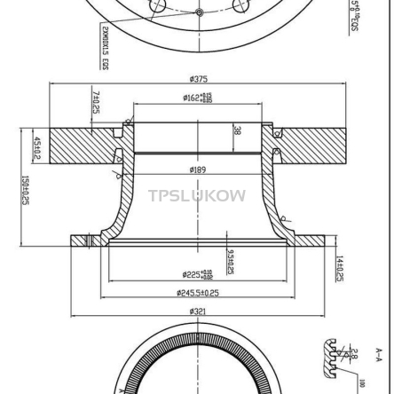 TARCZA HAMULCOWA VOLVO FL / SOLBUS 375MM MERITOR