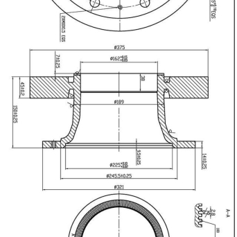 TARCZA HAMULCOWA VOLVO FL / SOLBUS 375MM MERITOR