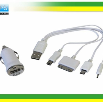 ŁADOWARKA SAMOCHODOWA Z 4 KOŃCÓWKAMI WTYCZKA DO ZAPALNICZKI Z USB