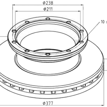 TARCZA HAMULCOWA OŚ MERCEDES FI377 10 OTWORÓW MERITOR